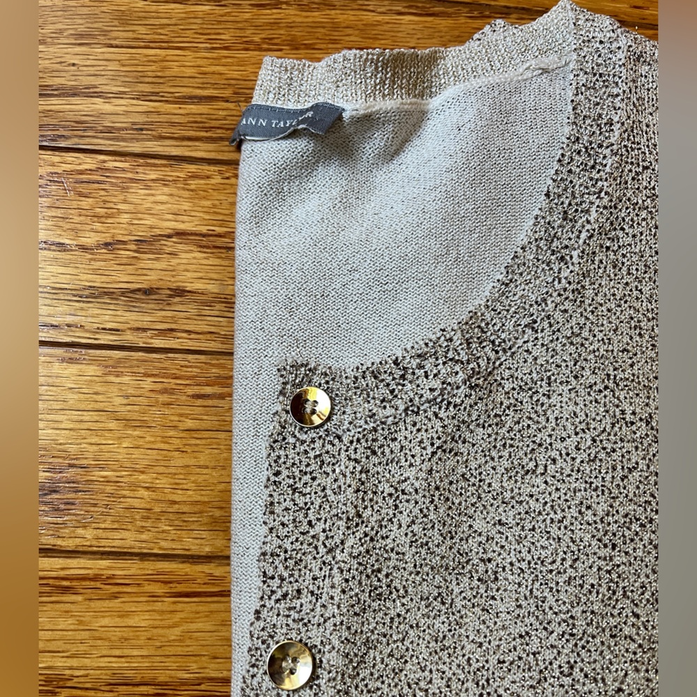 Ann Taylor Gold and Cream Cardigan Set